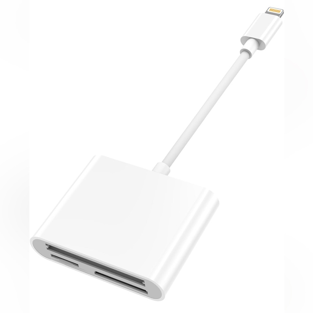 White SD CF Card Reader Compatible with iPhone/iPad No app needed